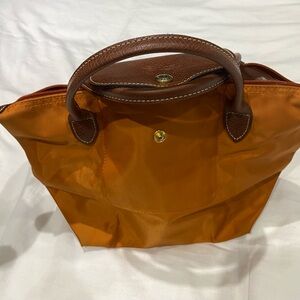 Longchamp Mini Bag Orange and Brown Nylon
